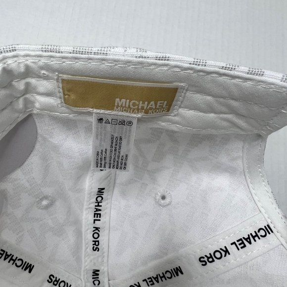 MICHAEL KORS Monogram MK Logo Baseball Cap Hat 538801C White NWOT - Picture 6 of 9